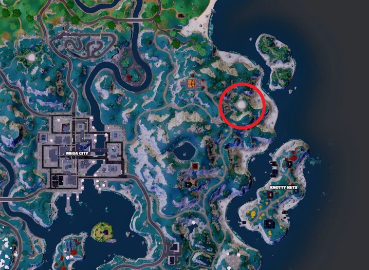 Mapa Cedar Circle w Fortnite.