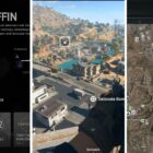 Warzone 2 DMZ split image mission briefing, view from radio tower and tactical map screen of area