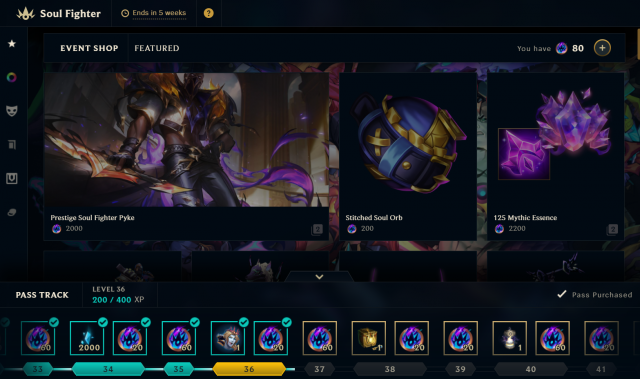Ścieżka przepustki Soul Fighter League of Legends