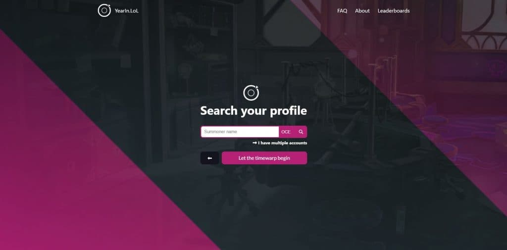 Zrzut ekranu strony internetowej YearInLoL