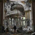The damaged Transfiguration Cathedral in Odesa on July 23 after a Russian missile attack. (AP/PTI)