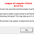 Rozwiązany Jak naprawić błąd krytyczny League of Legends