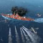 World of Warships screenshot depicting US rocket planes attacking a Republique.