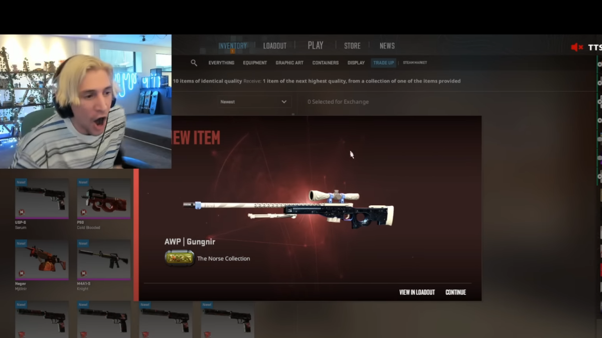 xQc nabs around $30K of rare Counter-Strike 2 skins in buckwild run of luck on the game's first day
