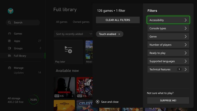 Ulepszone filtrowanie i sortowanie gier i aplikacji Xbox