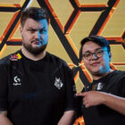G2 Esports' Counter-Strike 2 players Janusz "Snax" Pogorzelski and Mario "malbsMd" Samayoa at Esports World Cup 2024 CS2