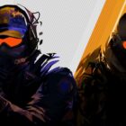 Najnowsza aktualizacja do Counter-Strike 2: Wszystko, co musisz wiedzieć Two figures in military gear with glowing orange visors, one holding a weapon in the foreground, and the other in a relaxed pose, against a diagonally split background of white and orange.