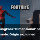 Pochodzenie emotki „Dimensional” Fortnite Jungkooka Creo Gaming