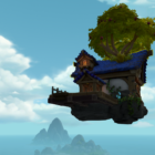 A floating house in World of Warcraft.