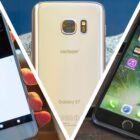Powrót w 2016 roku: kultowe telefony Vine, Pokémon Go i Snapchat! Google Pixel XL, Samsung Galaxy S7, and iPhone 7 Plus in a composite image