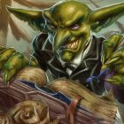 AOC: Zaskakujące oskarżenie pod adresem Stephena Millera i płyną reakcje. A goblin writes in a book.