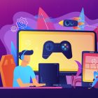 Epic Games: planowanych 1000 zwolnień, Fortnite w upadku! A cartoon man surrounded by colourful gaming iconography.