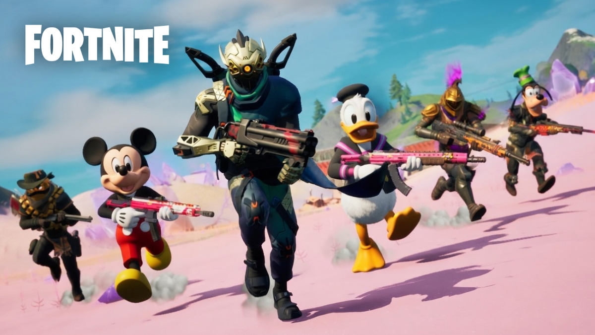 Fortnite and Disney characters running