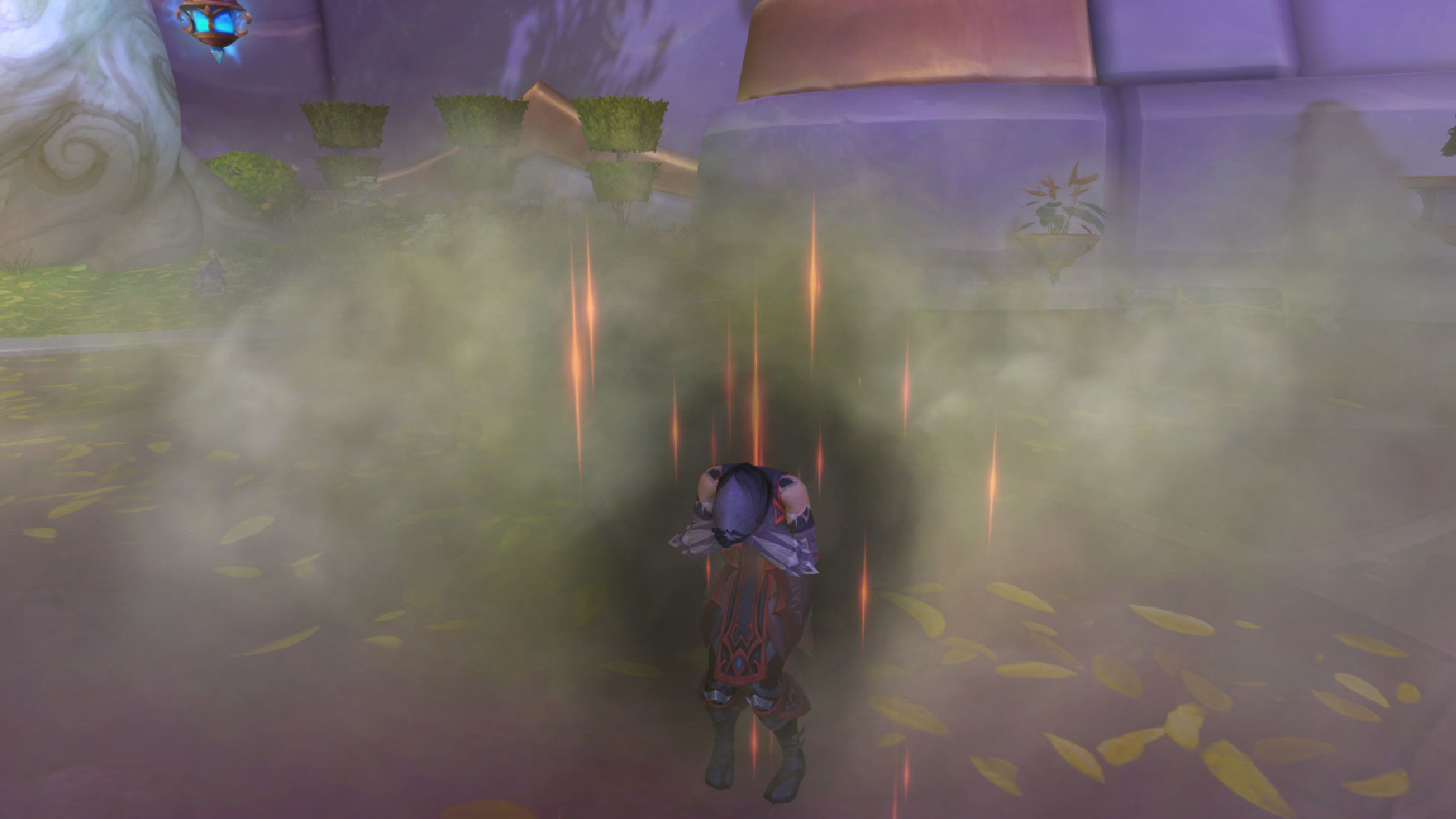 A rogue crying in a smoke cloud in World of Warcraft: Midnight.