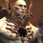 The Jailer from World of Warcraft: Shadowlands holds a super ominous ball of shadow energy in is mega-evil hand.