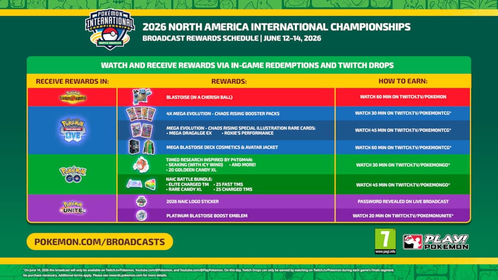 Tune in to the 2026 Pokémon North America International Championships, Live from New Orleans, on Twitch and YouTube from June 12-14